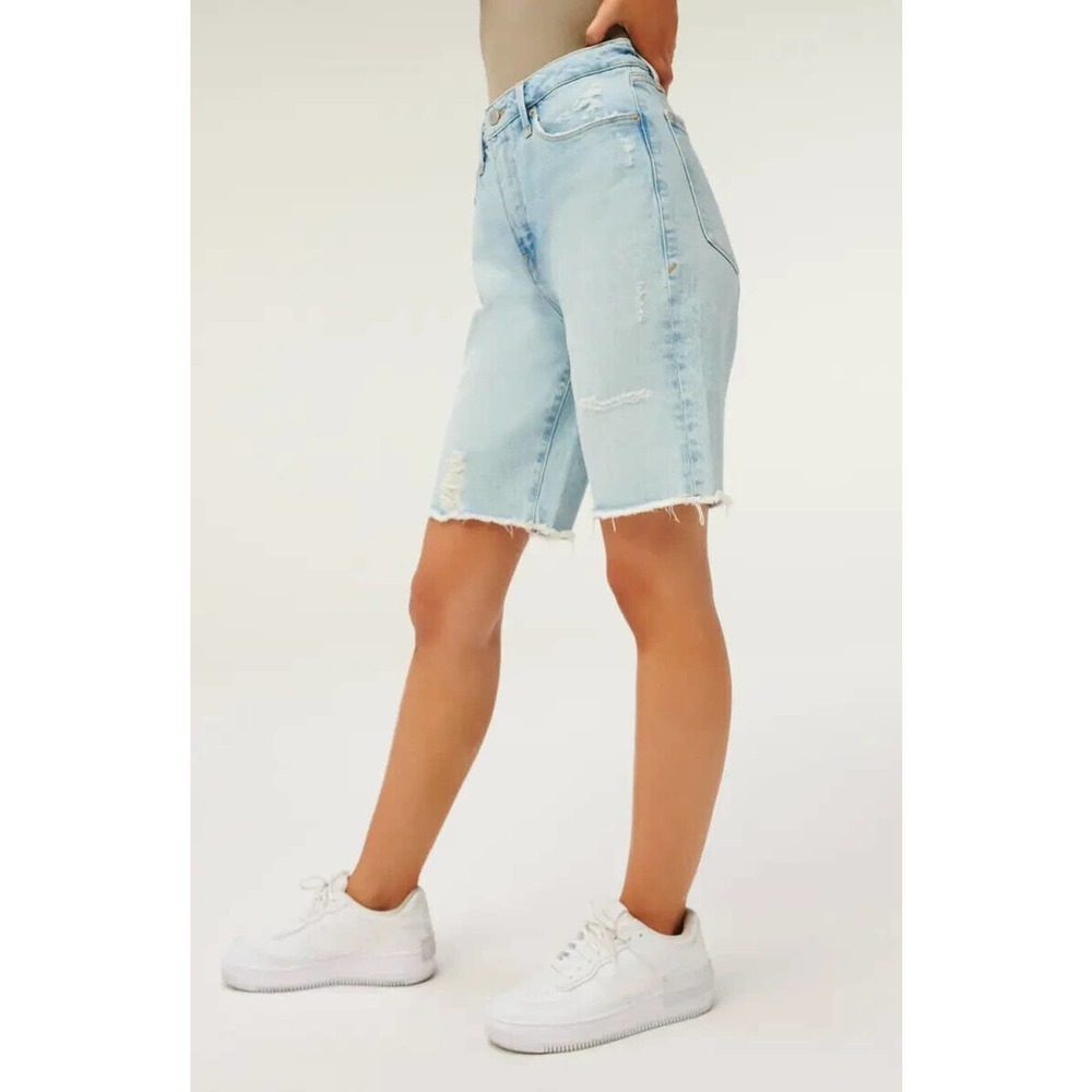 NWT Good American ‘90S Bermuda Distressed Denim Jean Shorts Women's Size 2 26 - Picture 5 of 10